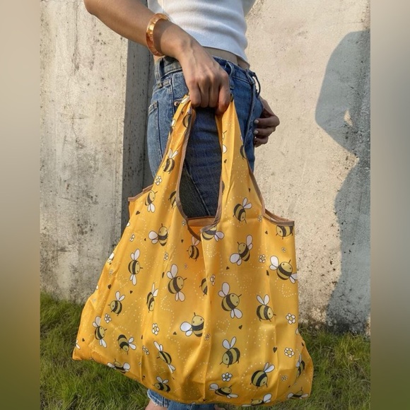 Cartoon Bee Print Portable Shopping Bag reusable - Picture 2 of 4